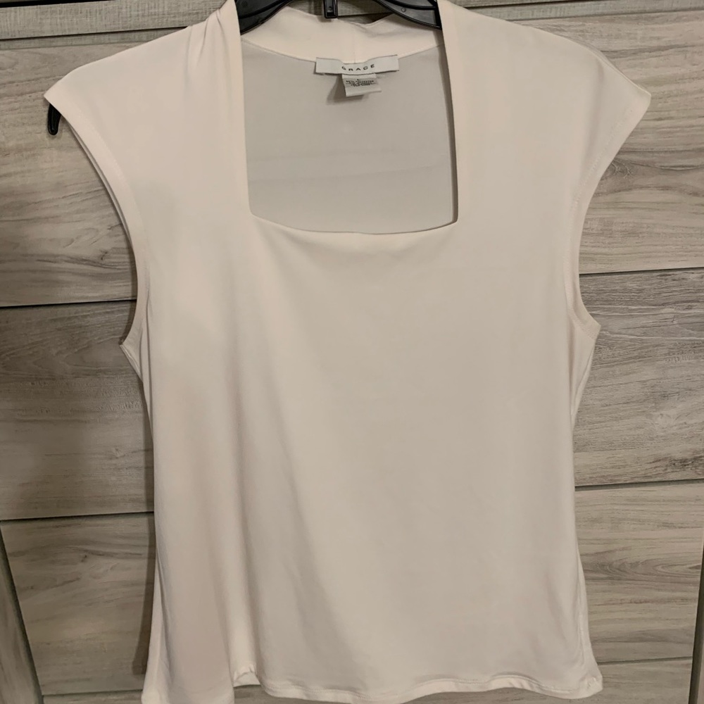 Ladies Grace white sleeveless blouse